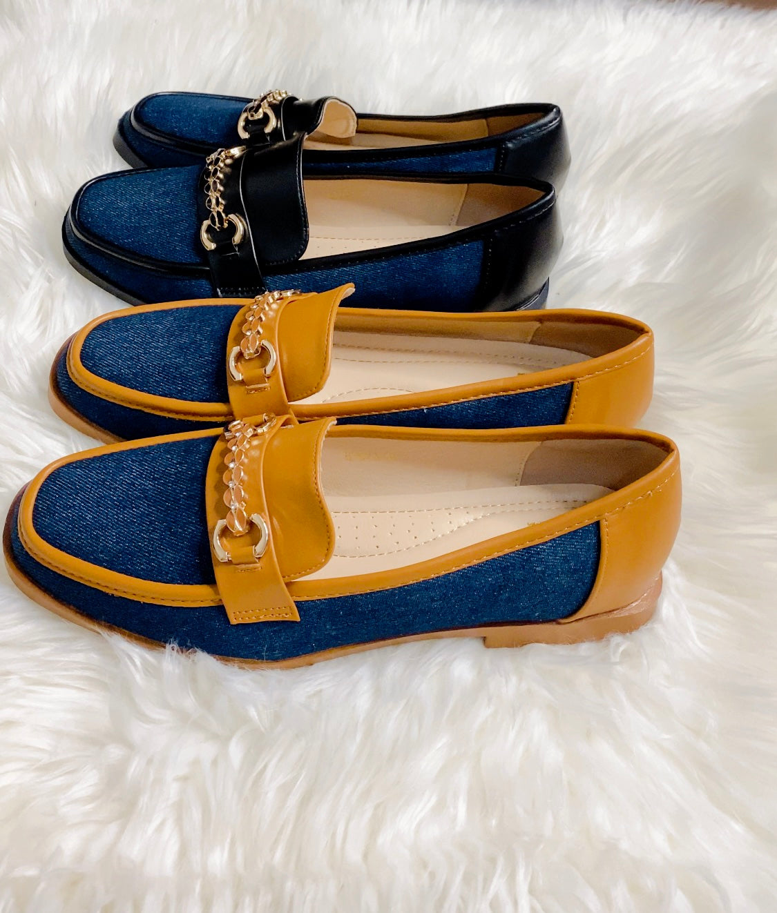 Mocassin dame motif jean